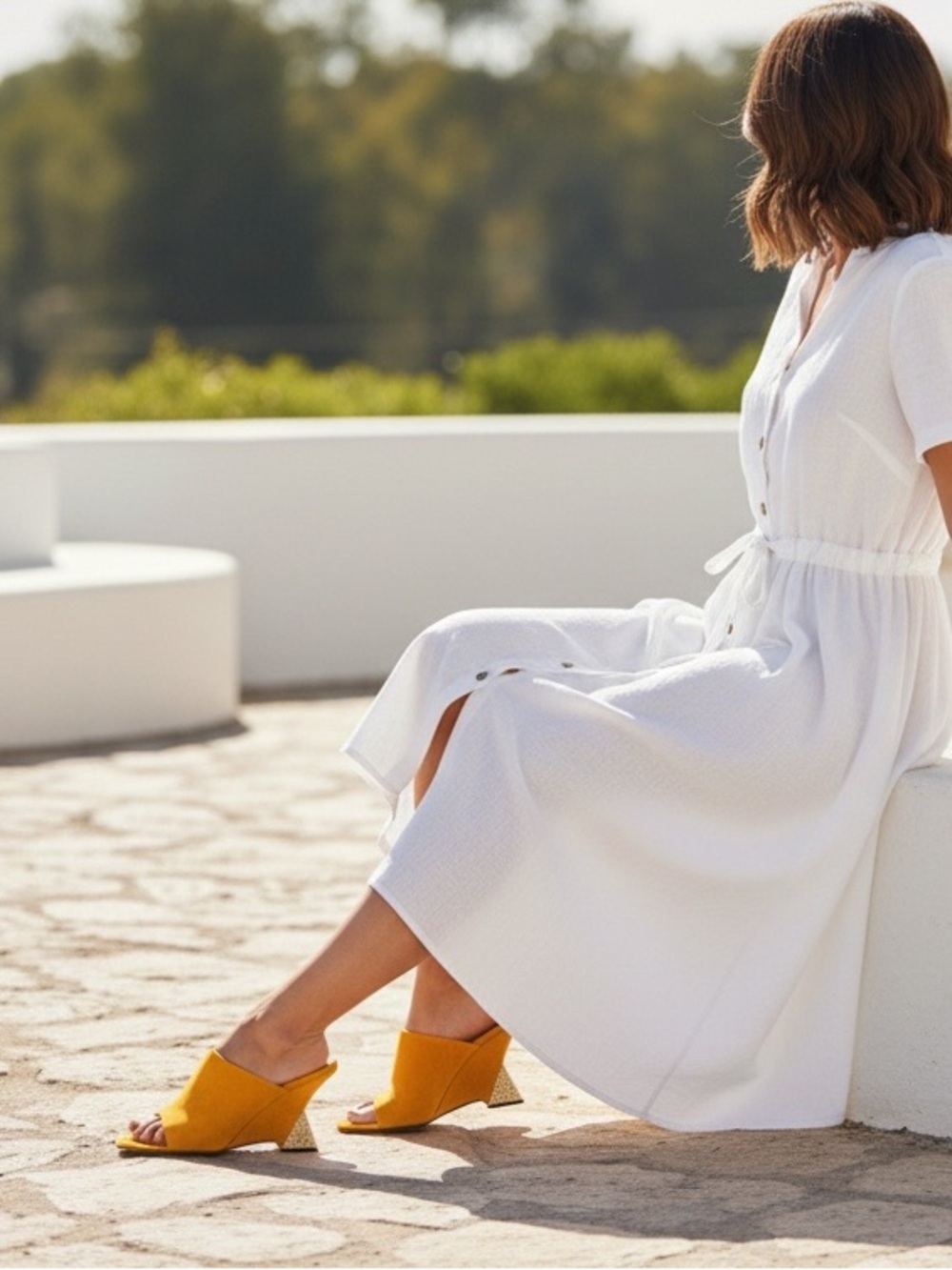 Cape Robbin Orange Yellow Suede Open-Toe Mules with Embellished Block Heel - Picture 3 of 13